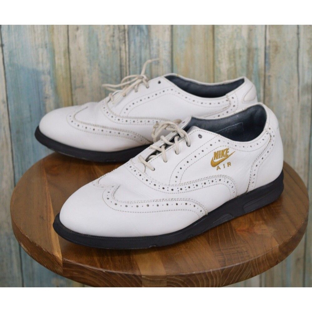 Vintage Nike Air Wingtip Golf Shoes Men's Size 6 White Cleats